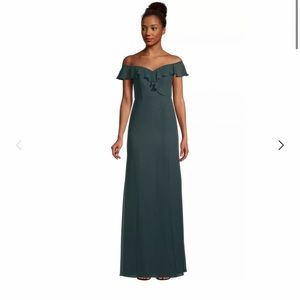 Evergreen Chiffon Sweetheart Dress Straight Skirt gown